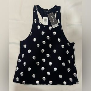 TEREZ Women's Black Starry Eyed Skull Tank Top. Size Medium
